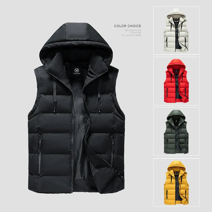 2025 New Puffer Sleeveless Coats Mens Solid Color Down Jacket Winter Warm Vest Jacket Men Waistcoat Outwear Windbreaker Clothing