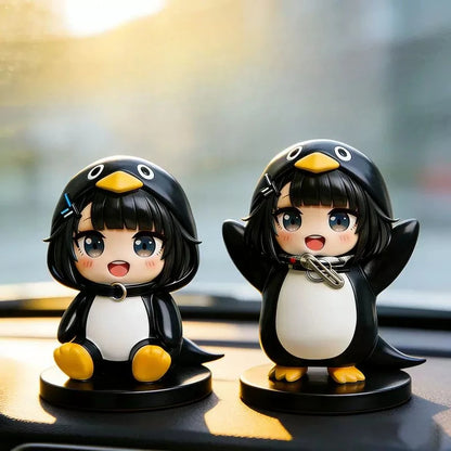 Guguga Little Penguin PVC Figure Cute Car Dashboard Decor Anime Collection Birthday Gift Kawaii Office Desk Toy Home Decor