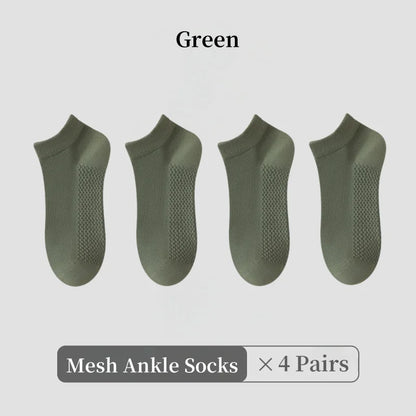 1/4/7 Pairs Men's Mesh Breathable Ankle Socks & Crew Socks - Lightweight Cotton Low Cut No Show Socks for Sports, Spring Summer