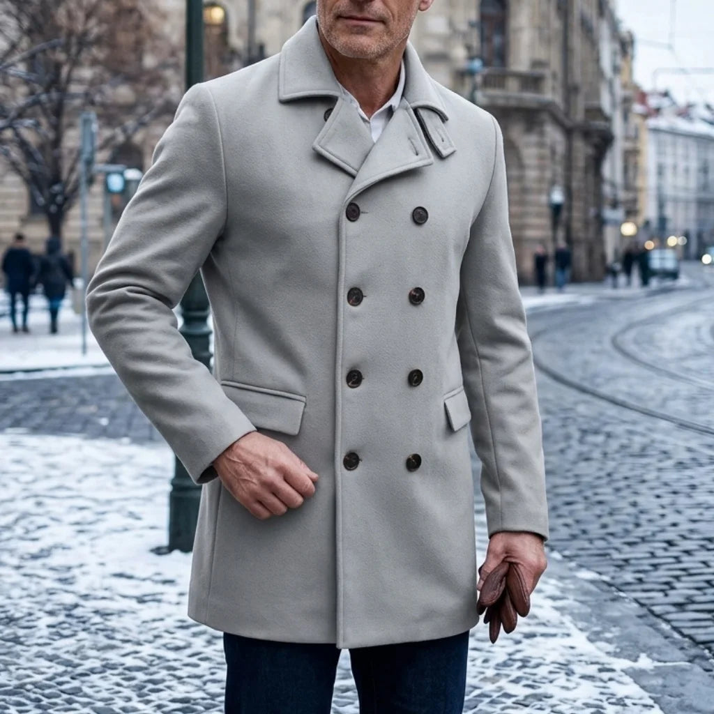 New Men's Trench Coat Double Breasted Winter Jacket Business Casual Men's Long Knee-length Jacket Street Wear Male Coats
