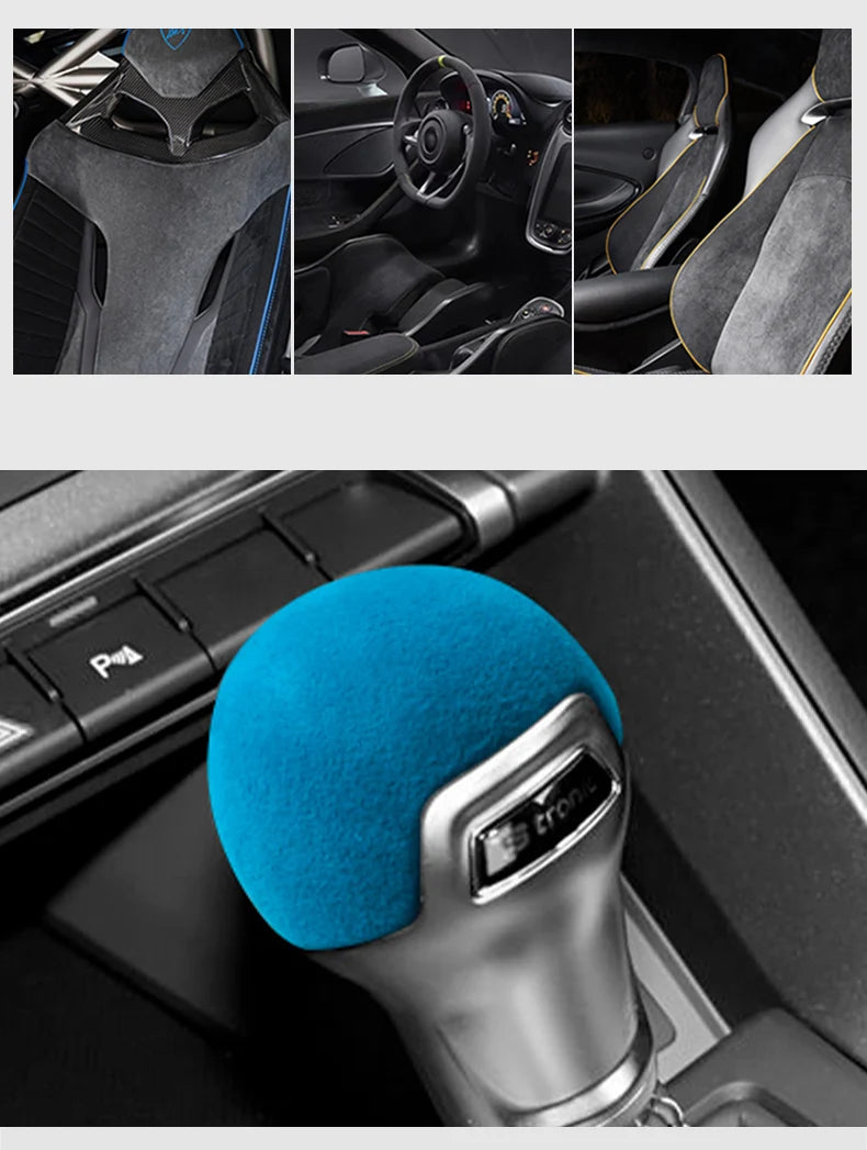 For Audi A3 Q2L S3 TT Sport Gear Shift Knob Boot Cover Trim Sticker Made of Alcantara Car Premium Interior Tuning Accessories