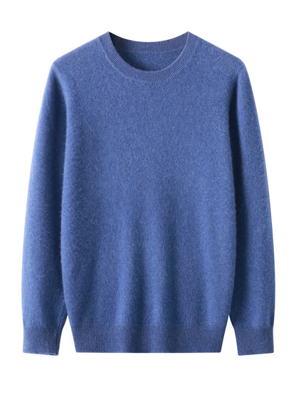 Autumn Winter Men O-neck 100% Merino Wool Pullover Cashmere Sweater Basic Casual Bottom Business Knitwear Soft Warm Clothing