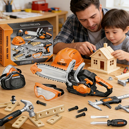Kids Tool Set Toys with Drill Electric Chainsaw Helmet Construction Tools Gifts for Boys Christmas Birthday Gifts for Toddlers