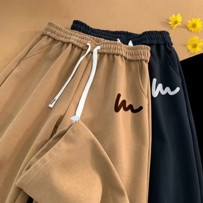 Stylish Men's Drawstring Cuff Pants Wave Print Loose Fit Sweats Autumn Sporty Joggers for Everyday Versatile Outfits
