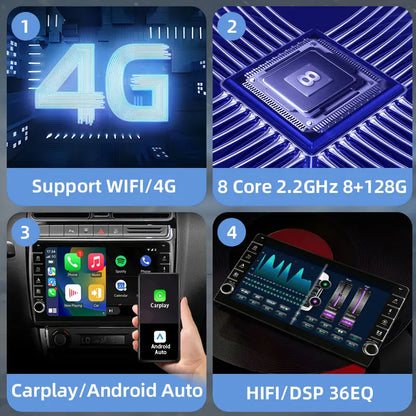 Jundof 2 Din Android 12 For Seat Leon 2 MK2 2005-2012 Car Radio Multimedia Video Player Carplay Stereo Autoradio DVD IPS Screen