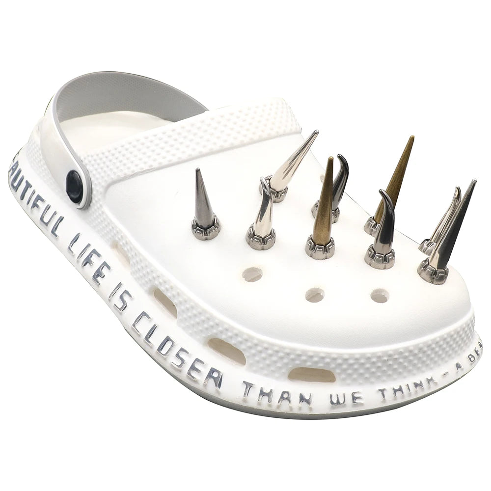 Shoe クロックス Accessories Decorations 지비츠 Charm Pins Buckles Conical Punk Style Metal Hole Sandals Ornament Kids Gift 1 Set 14 Pcs