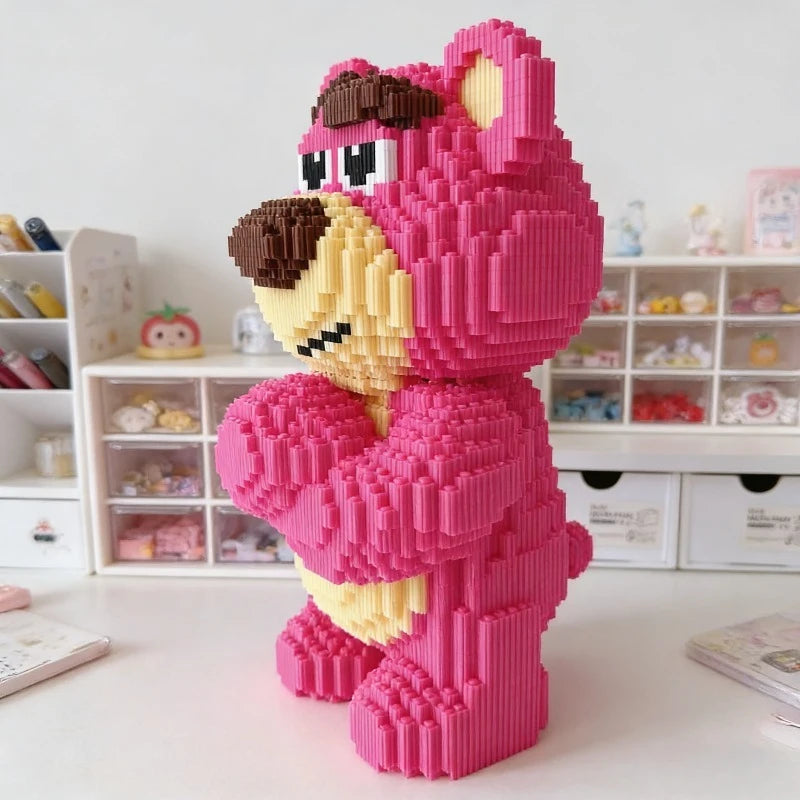 Disney Lotso Strawberry Bear Micro Building Blocks Set 7340PCS 39cm Large Size Bricks Toys for Kids Adults Gift Figure Model