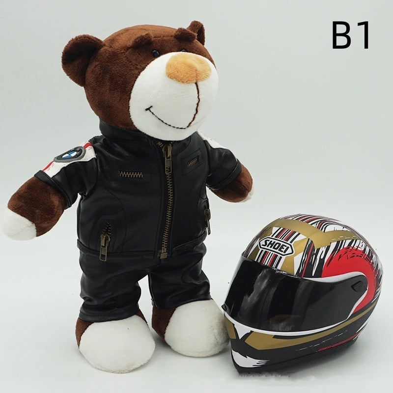 Kawaii helmet and teddy bear motorcycle decorations cute anime filled soft plush toys as gifts for friends during holidays