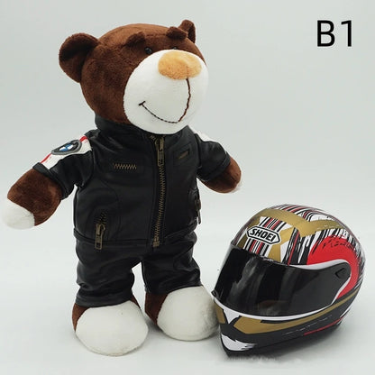 Kawaii helmet and teddy bear motorcycle decorations cute anime filled soft plush toys as gifts for friends during holidays