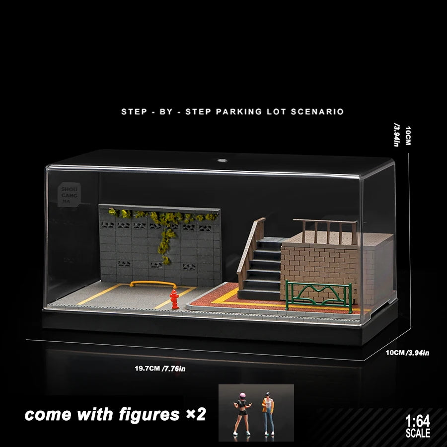 1/64 Miniature Parking Lot Diorama-Diecast Model Car Park Model Scene for Action Figures,DIY Collection (No Car)
