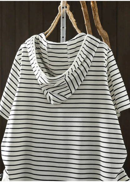 Short-sleeve Women T-shirt Summer 2026 Stylish New Trendy Loose Striped T-shirt ZF2132
