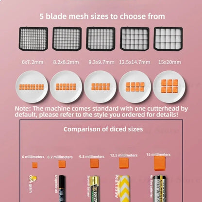 Electric Vegetable Cube Cutting Machine Fruit Slicer Cutting Strip Dice Food Processor With 3,4,5Blades