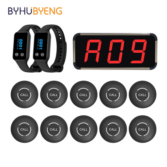 BYHUBYENG Restaurant Pager Waiter Calling System Watch Receivers Waterproof Call Buttons for Food Truck Cafe Customer Service