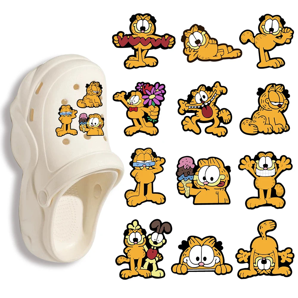 12-100pcs Potdemiel Cat Shoes Charms DIY Shoe Decoration Accessories Bubble Slides Clog Sandals Shoe Buckle Kids Party Gift