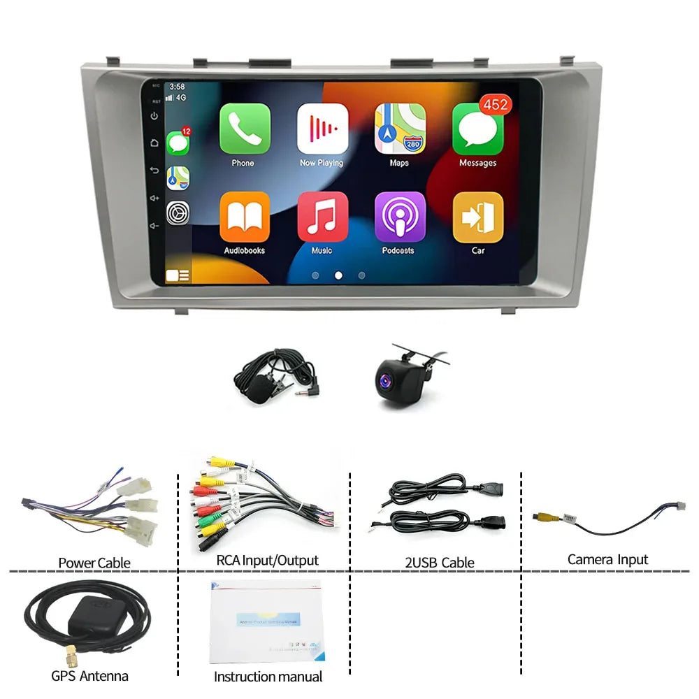 Android 14 car navigation 9 in built-in Carplay + Android auto / 4 + 64G + AHD camera + microphone For 2006-2011 Toyota Camry