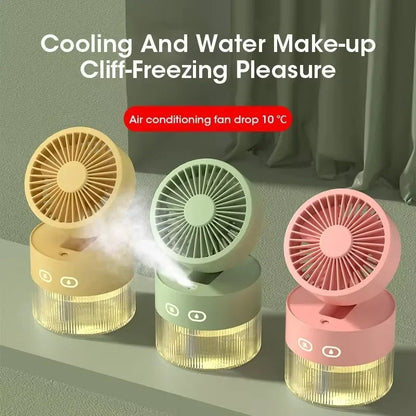 Spray Cooling Fan 3 in 1 Aroma Diffuser Night Light USB Desktop Portable Electric Fan with 350ml Water Tank for Office Dorm