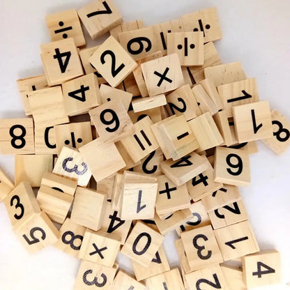 Kids Wooden Tiles Educational Puzzle Wood Letter Craft Scrapbooking Square Game Blocks for Family Fun