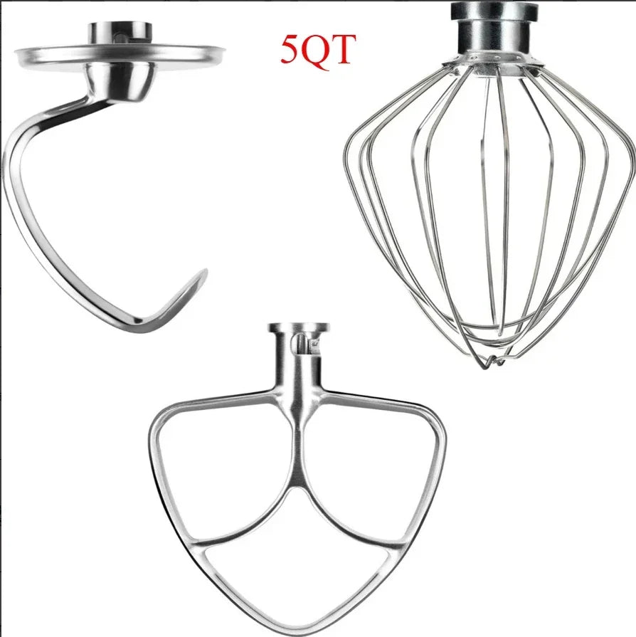 For Kitchenaid5 6 7 Quart Mixer Aid Attachment Parts AccessoriesStand Mixer Wire Whip& Dough Hook&Mixer Aid Paddle