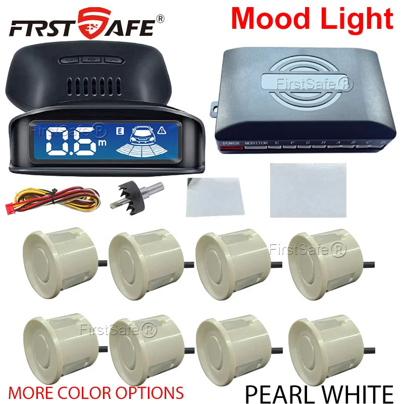 LED Reverse Radar 8 Sensors Backlight Display Voice Prompt Detection System Universal Auto Parking Safety Auxiliary Accessories