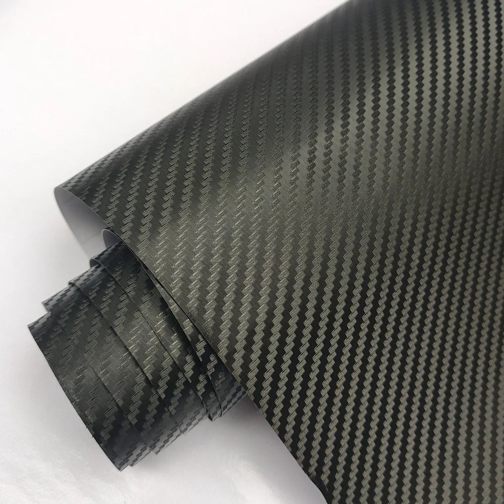 10/20/30/40/50*152cm Black Matte 3D 4D 5D Carbon Fiber Vinyl Car Wraps Auto Satin Film Vehicle Sticker with Different Size/Roll