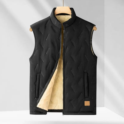Men's Winter Vest Jacket Lamb Wool Stand Collar Outdoor Windproof Waistcoat Comfortable Warm Fleece Thickened Sleeveless Tops