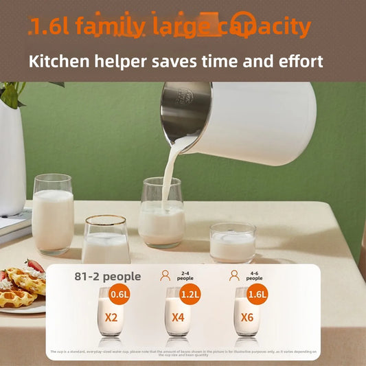 Joyoung 1.6L Soy Milk Maker, Wall Breaking, No Filter & No Boil, Fully Automatic, Multifunctional for 2-5 People, Off White