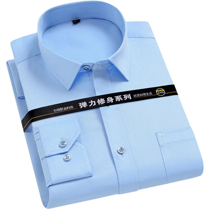 Men's Shirt Long Sleeve Stand-collar (Mandarin Collar) Single Patch Pocket Smart Casual Regular-fit Business Office Dress Shirts