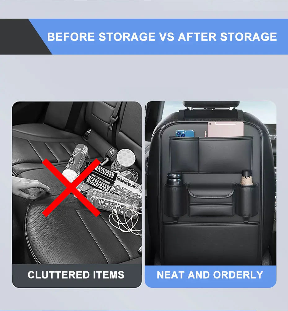 SEAMETAL Car Seat Back Storage Bag Multifunctional Storage Anti-Kick Mats Large Capacity Car Backseat Organizer Protector Pad