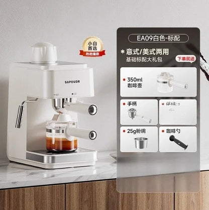 220V sapoudrEA09 Semi Automatic Coffee Machine Compact Home Office Espresso Americano Brewer BBW