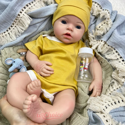 20inch Full Soft Silicone Reborn Baby Boy/Girl Can Drink and Pee Real Touch Weughted Newborn Doll for Alzheimer’s Christmas Gift