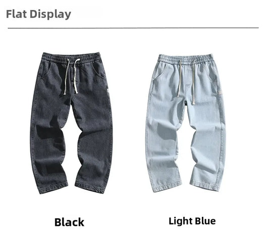 Men's Workwear Jeans Spring Autumn Wear Resistant Dirty Denim Multi Pocket Loose Straight Cut Fashion Urban Casual Leisure