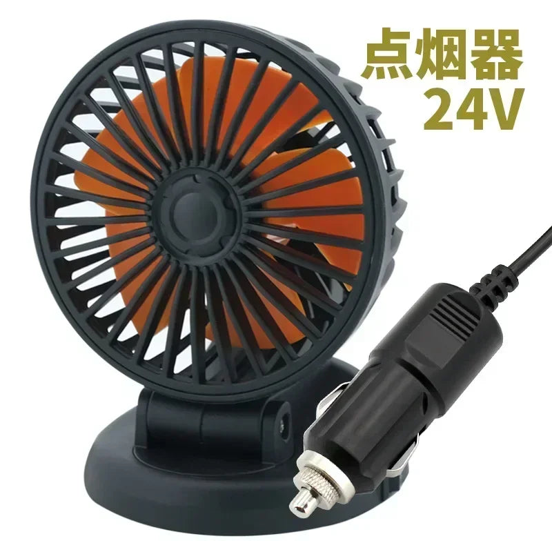 5V 12V 24V Car Cooling Fan 360° Adjustable Dual Head Air Fan USB 2Speeds Automotive Electric Fan For Dashboard RV Truck