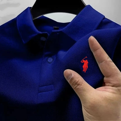New Men's High-Quality Embroidered Logo Short-Sleeved Polo Shirt, Summer Fashion, Casual, Comfortable, Breathable T-Shirt Top