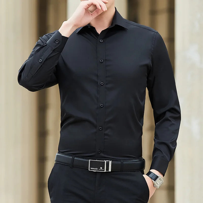 White Shirt Men's Long Sleeved Korean Slim Fit Business Casual Best Man Shirt Trend Men's Professional Dress Tie Inch Shirt
