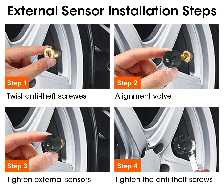 JMCQ USB Android TPMS Tire Pressure Monitoring System Display Alarm System Internal External 5 Sensors For Car Navigation Radio