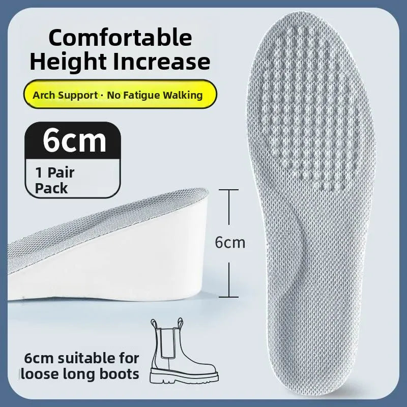 Elevated Insole Shoe Insert Hard Bottom Unisex Invisible 2cm Heightening Pad Comfortable All-Season Footwear Accessory