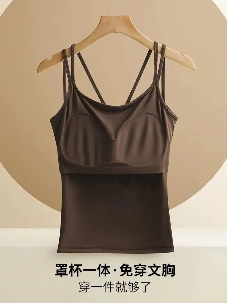 For 40-100kg Modal Camisole Top Plus Size with Chest Pad Integrated Suspenders Vest for Women Base Underwear Tank Top