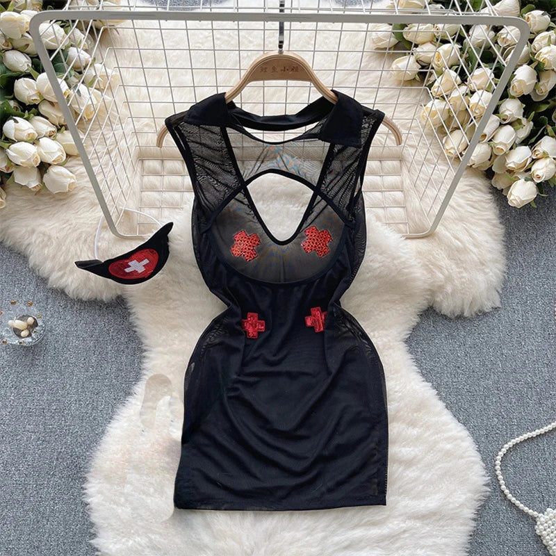 Cute Gray Rabbit Ear Hood Top Sexy Backless Slim Fit Bodysuit Zip Sleeveless Women Sexy Erotic Lingerie Bunny Cosplay Playsuit