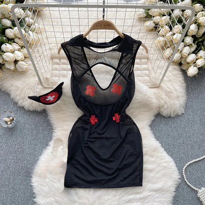 Cute Gray Rabbit Ear Hood Top Sexy Backless Slim Fit Bodysuit Zip Sleeveless Women Sexy Erotic Lingerie Bunny Cosplay Playsuit