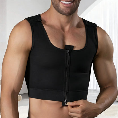 Men's Slimming Body Shaper Vest Sleeveless Zipper Front Gynecomastia Chest Compression Shapewear Post Operative Faja Top