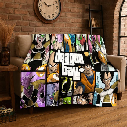 Dragon Ball Z Goku All Character Print Flannel Blanket for Sofa Soft Cozy Throw Blanket for Couch Bed Living Room Anime Fan Gift