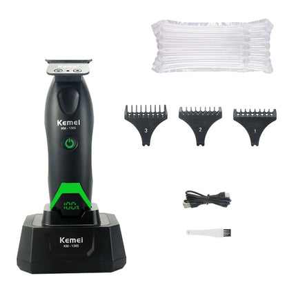 Kemei Professional Hair Clipper LED Display Trimmer Charging Base Hair Care Appliance Adjustable Clipper for Men KM-1385 KM-1386