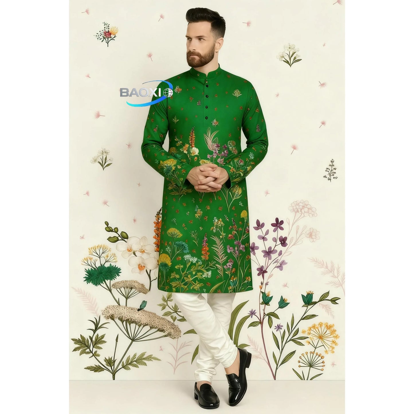 Stand Collar Muslim Men Clothes Folk Kaftan Musulman Kurta Indian Islamic Clothing Ropa Musulman Hombre Camisa Arabe Hombre