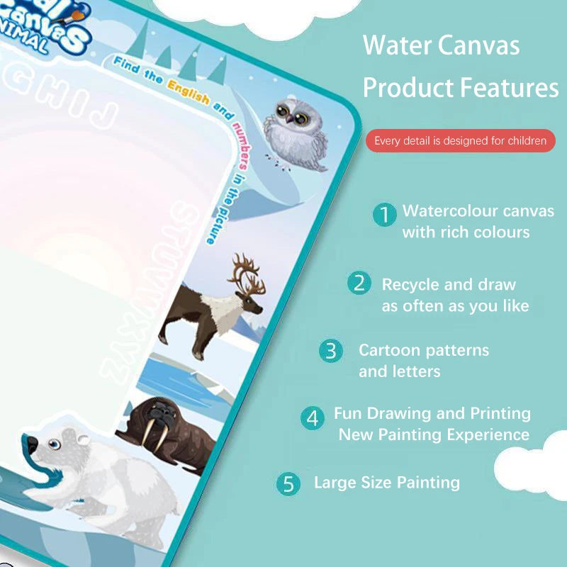 100x80CM Magic Water Drawing Mat Toys Coloring Doodle With Reusable Fluorescent Pen Painting Board Magic Toys Mat Kids Gifts