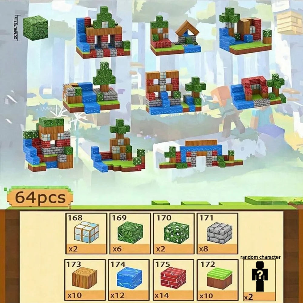 Magnetic Building Block Bricks Toy Mine Stacking World Creative Model STEM Model Suite Educational Kids Gifts for Boy Girls