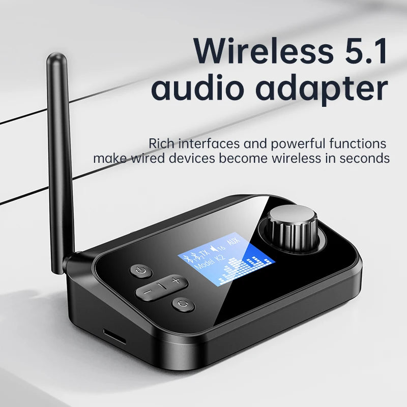 6 in 1 Long Range Bluetooth 5.1 Audio Transmitter Receiver RCA 3.5mm AUX USB Dongle Stereo Wireless Adapter For PC TV Headphones