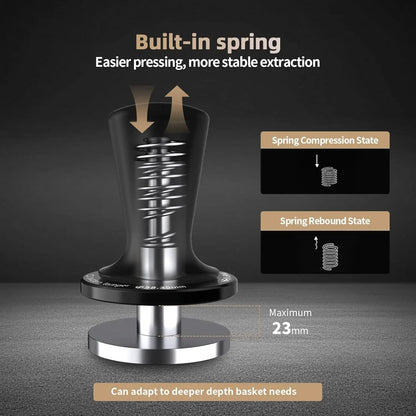 MHW-3BOMBER Coffee Tamper 51/53.35/58.35MM 2 Springs Espresso Tamper Stainless Steel Thread Base Home Barista Coffee Accessories