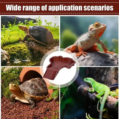 Turtles Bathing Pool Water Bowl with Slip Proof 35x28.50cm Friendly Habitat with Steps for Reptiles Resting and Soaking