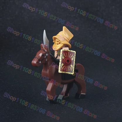 MOC Medieval Military Crusader Knight Building Blocks Castle Army Soldier Figure Horse Mount Shield Sword Accessories Bricks Toy