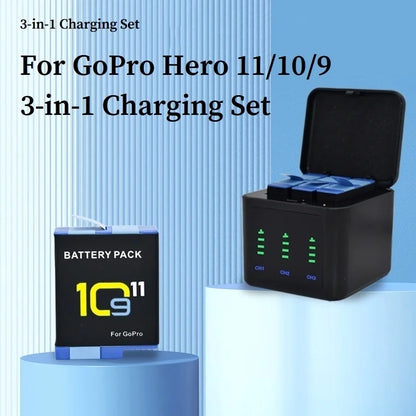 2000mAh Battery For GoPro Hero 11 10 9 Li-ion Battery Pack Motion Camera Battery Storage for GoPro Hero9 Rechargeable Batteries